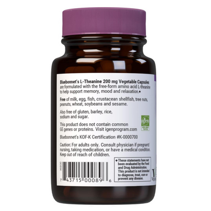Bluebonnet, L-Theanine 200 mg