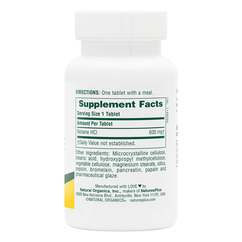 NaturesPlus, Betaine Hydrochloride 600 mg
