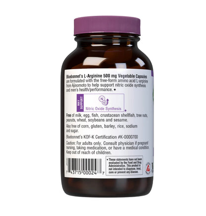 Bluebonnet, L-Arginine 500 mg