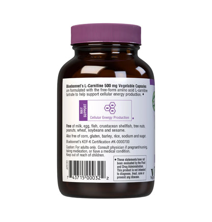 Bluebonnet, L-Carnitine 500 mg